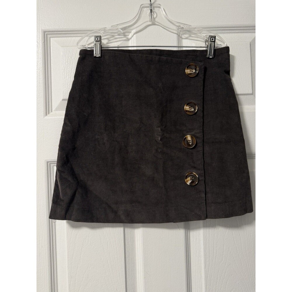 Altar’d State Brown Corduroy Mini Skirt Size M Button Detail